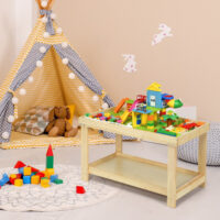 Solid Multifunctional Wood Kids Activity Play Table-Natural - Image 5